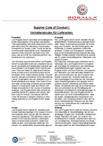 Rogalla Verhaltenscodex für Lieferanten / Supplier Code of Conduct
